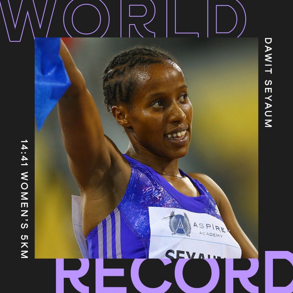 Dawit Seyaum Breaks 5km World Record